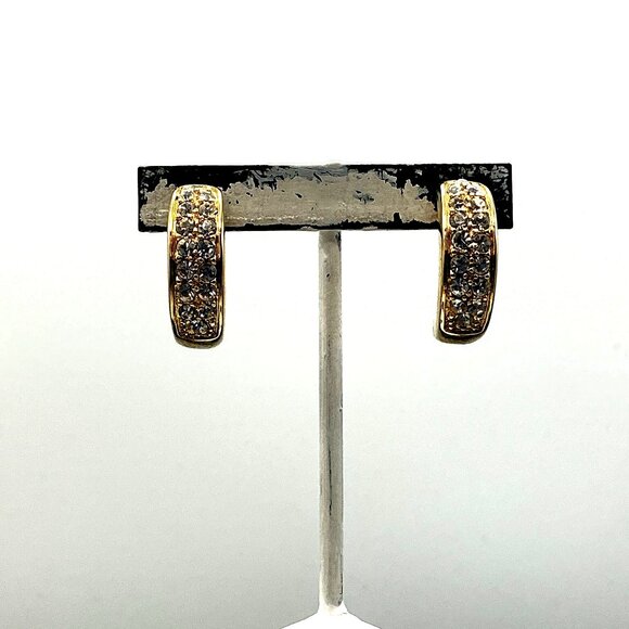 Gold-Tone Hoop Earrings With Pave Crystals - Picture 7 of 7